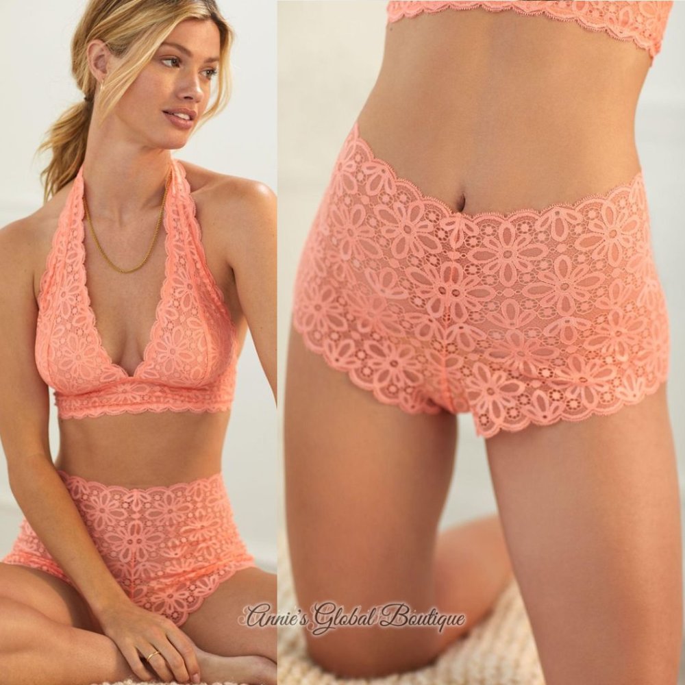 NWT, Anthropologie Sugared Peach Lace High-Waisted Briefs - Picture 9 of 16